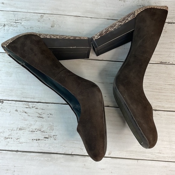 Calvin Klein Suede and Snakeskin Monicah Chunky Heel Pump - Picture 7 of 12